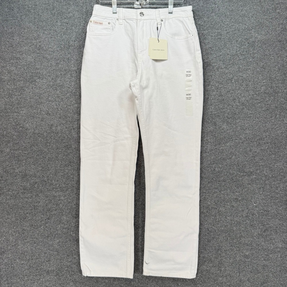 Calvin Klein Jeans Women‎ 30 White HIgh Rise Straight Y2K 90s Denim Pants NEW